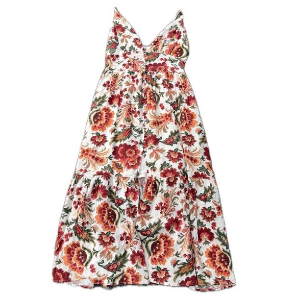 Abercrombie & Fitch Floral Button Front Slit Maxi Dress Sz M Petite Linen Blend - Picture 9 of 9